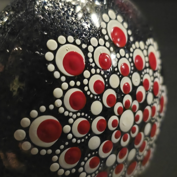 Handmade Ornament black red white Christmas ornament Mandala - Picture 4 of 5